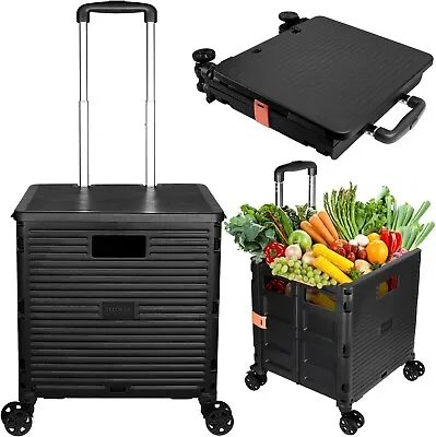 SELORSS Foldable Utility Cart Portable Collapsible Crate 360° Wheels - Black • $39.99