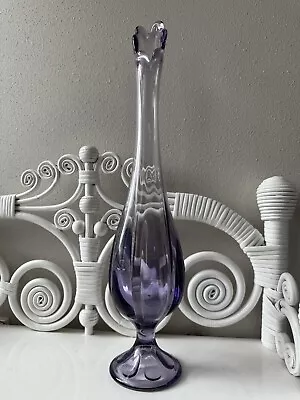 Viking Teaberry Swung Glass Vase Lilac MCM Vintage Purple 15” • $300