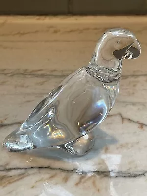 VINTAGE BACCARAT CRYSTAL  4” PARROT CLEAR GLASS FIGURINE (FRANCE) Damaged • $10