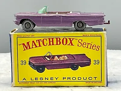 Moko Lesney Matchbox#39 B Pontiac Convert1962VNMint In D2 Box All OrigN.O.S • $427