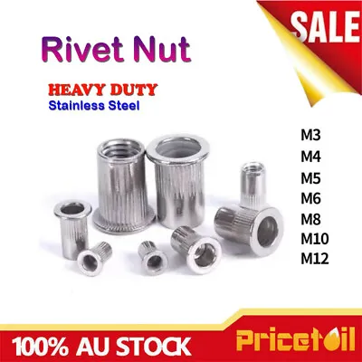 M3 M4 M5 M6 M8 M10 M12 Nuts Flange Blinded Nutserts Rivnut Stainless Steel  • $10.50