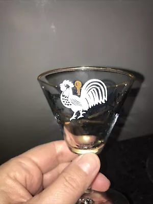 4 Vintage Libbey Mid Century Rooster Weathervane Short Martini Cocktail Glasses  • $22.50