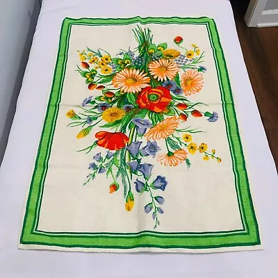 Vintage Linen Tea Towel Floral Bright Colors 26x19 • $11.24