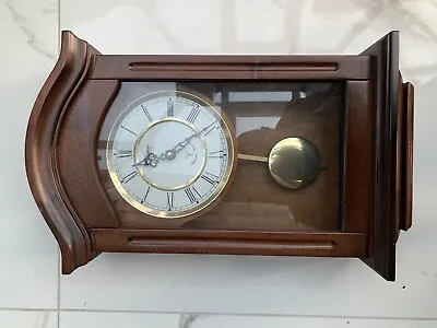 Pendulum Wall Clock Radio Controlled Quartz Dark Wood Effect • £15