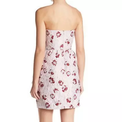 Shoshanna Midnight Strapless Pink Floral Brocade Cocktail Dress Size 8 • $109