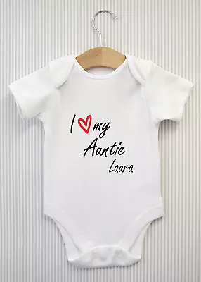 £4.98 • Buy Personalised I Love My Auntie Baby Grow Bodysuit Vest Funny Babygrow Shower Gift
