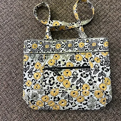 Vera Bradley Go Wild Petite Tote Yellow Floral Pattern Shoulder Bag Handbag • $14.99