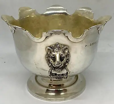 Mappin & Webb Sterling Silver Monteith Bowl Lion Head 1914 • $452