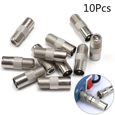 10x F-Type Coaxial Female To RF TV Aerial Male Adapter Satellite Coax Connector • £4.08