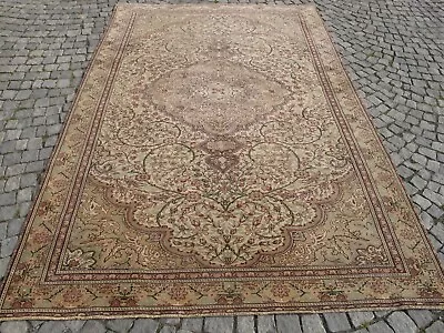 Muted Floral Wool Rug Old Turkish Oriental Carpet Oushak Living Room Area Rug • $460