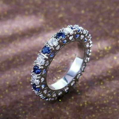 2Ct Round Lab-Created Sapphire Diamond Wedding Band Ring 14K White Gold Plated • $99