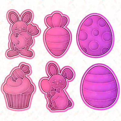 Easter Cookie Cutter & Fondant Stamp #1 - Bunny Carrot Egg Cupcake • $9.95