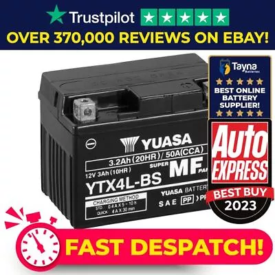 Genuine Yuasa YTX4L-BS High Power AGM GEL Motorbike Motorcycle Battery YTX4LBS • £25.32