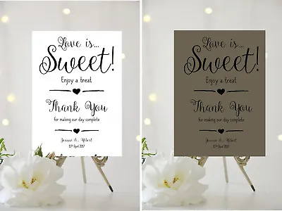 A4/a5 Wedding Sign - Personalised - Love Is Sweet - Candy Bar 001 • £3