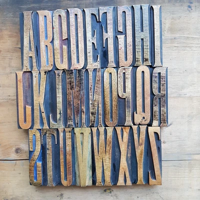 £180 • Buy Vintage Letterpress Wooden Printing Blocks Type 10cm High. Full Alphabet.