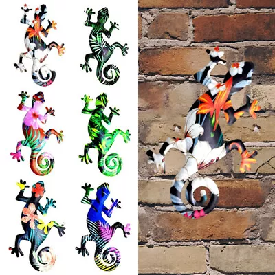 £6.98 • Buy Metal Gecko Outdoor Wall Decor Lizard Garden Art Fence Hanging Sculpture Decor