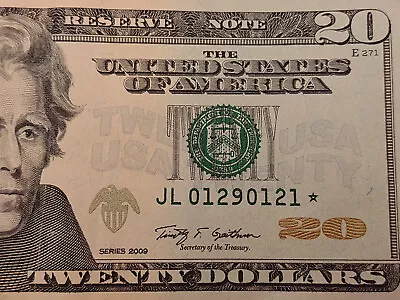 US $20 Dollar Bill 01290121* Mini Ladder Repeater Star Note Fancy Serial Number • $29.99