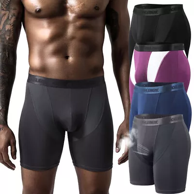 Men's Underwear Boxer Briefs Anti-Chafing Long Leg Supportive Pouch Tagless Soft • $20.79