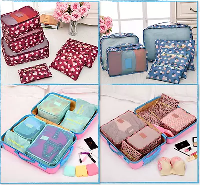 $9.99 • Buy 6PCS Travel Luggage Suitcase Organiser Packing Cubes Set Bags Backpack Pouches