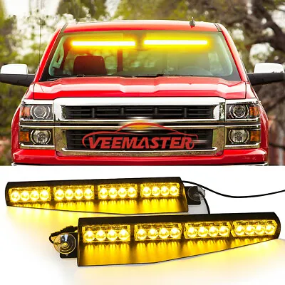 36  Amber 32 LED Emergency Light Visor Mount Strobe Lights Bar Traffic Advisor • $65.98