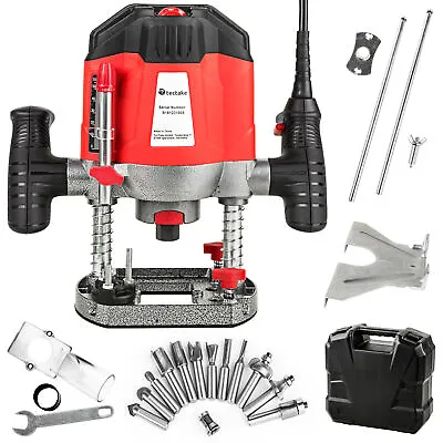 Variable Speed 1200W Plunge Router Kit Set Incl. 12 Router Bits Heads + Case New • £67.99