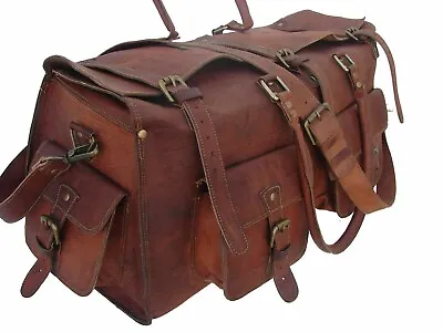 New Women’s Real HANDMADE Brown Vintage Leather Duffel Weekend Sport Travel Bag • $79.80