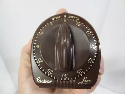 Vintage Robertshaw Lux 60 Minute Minder Kitchen Timer Brown Rocket Dial - Works • $24.95