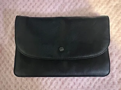 YOSHI Lichfield Small Black Soft Leather  Clutch Bag VGC! • £6.50