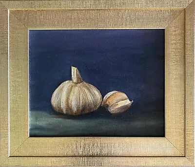Original 8x10 Oil Painting Of Garlic On Wood Panel By Jana Herndon • $55