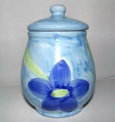 MAMMA RO BLUE FLOWER Sugar Bowl Signed Italy Hand Painted Pottery Fiori Di Tonja • $8.49