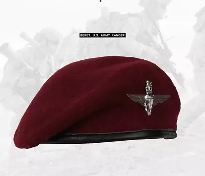 British Army Airborne Paratrooper Forces Wine Red Wool Beret Cap With Insignia • $19.99