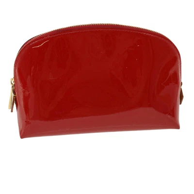 £158.62 • Buy LOUIS VUITTON Monogram Vernis Pochette Cosmetic Pouch Rouge M91496 LV Auth Rh273