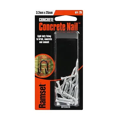 Ramset 3.2 X 25mm Concrete Nail - 25 Pack Plain Shank For Hand Hammer Driving • $26.85