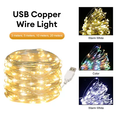 LED Micro Copper Wire Fairy String Lights Party DIY Decor USB Plug In 5M/10M/20M • $8.16