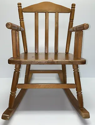 Vintage Early 1970's Child's Kid's Wooden Wood Rocking Chair Light Brown • $79.95