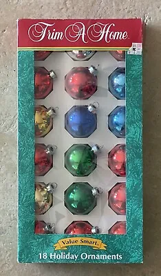 18 Vintage Trim-A-Home 1-3/4 Inch Glass Ball Christmas Ornaments - Asst. Colors • $17.99