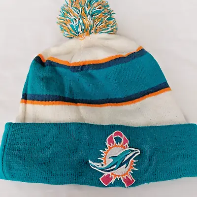 New Era NFL Miami Dolphins Beanie Hat Fall/Winter Adult Unisex Pom Knit Excellen • $23.95