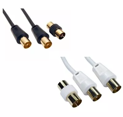 0.5m1m2m3m10m Tv Ariel Cable Lead Extension Cable Coaxial Male To Male Black • £3.90