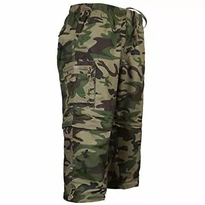 Mens 2 In 1 Camouflage Shorts Army Zip Off Combat Cargo Work Pant S M L XL 2XL • £11.85