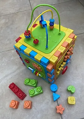 Baby Sensory Toys - Large Activity Cube Shape Sorter Building Blocks • £10