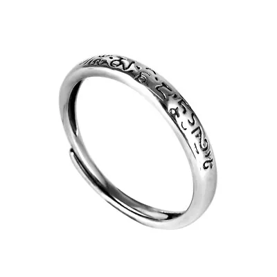 925 Sterling Silver Mantra Om Mani Padme Hum Thin Band Adjustable Ring A3119 • $12.99