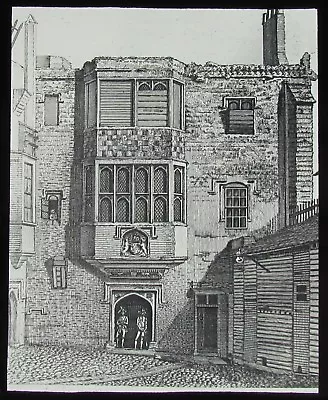 Glass Magic Lantern Slide SAVOY PALACE ENTRANCE LONDON C1890 DRAWING  • £15