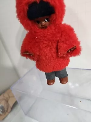 Vintage Eskimo Rattle Doll Sleep Eyes Red Faux Fur Jacket Plastic Doll 6  • $14.99