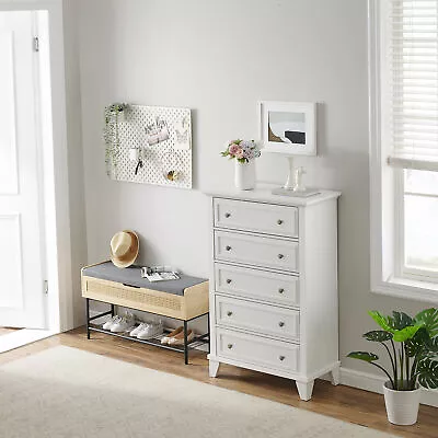 Wood Chest Of Drawers Dresser 5 Drawer Furniture Cabinet Bedroom Storage Organiz • $153.91