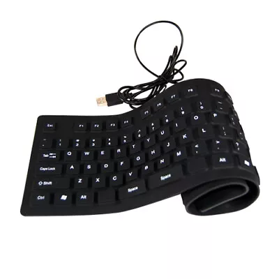 Flexible Silicone Keyboard USB Mini Foldable Keyboard PC Laptop Notebook Travel • £8.99