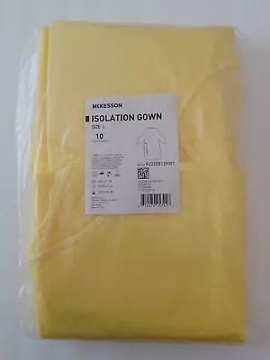 Disposable Isolation PPE Medical Dental Gown Large Yellow Elastic Cuff -10 Pack • $9.99