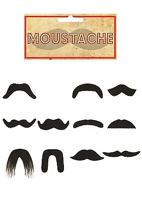 Stick On Moustaches Assorted Styles Fancy Dress Costume Pack Of 1 - 10 • £1.95
