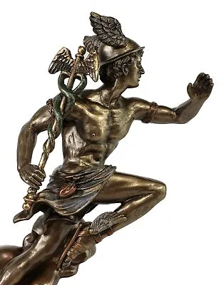 8  Hermes Greek Mythology Messenger Gods Running W/ Caduceus Bronze Color Statue • $65.70