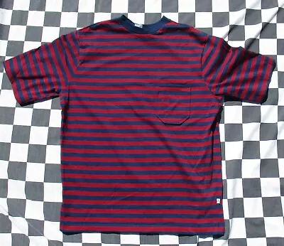 Vintage 70's Hang Ten Burgundy Navy Ble Striped Cotton Polyester 50/50 T-shirt M • $58.73