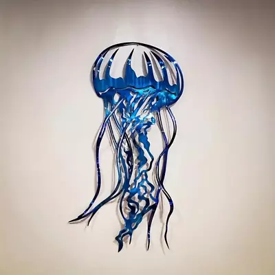 NEW! Blue Metal Jelly Fish Beach Theme Decor Wall Art Home Decorations Ocean • $24.91